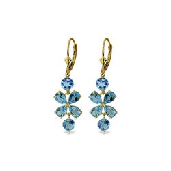 Genuine 5.32 ctw Blue Topaz Earrings 14KT Yellow Gold