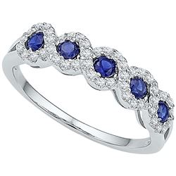 0.56 CTW Lab-Created Blue Sapphire Ring 10kt White Gold
