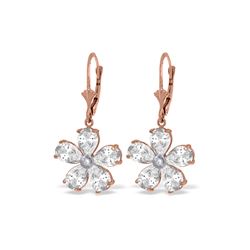 Genuine 4.43 ctw White Topaz & Diamond Earrings 14KT Rose Gold