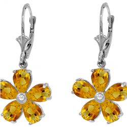 Genuine 4.43 ctw Citrine & Diamond Earrings 14KT White Gold