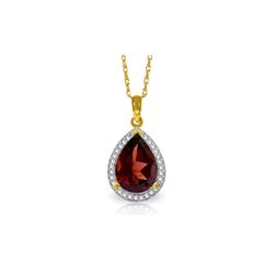Genuine 4.06 ctw Garnet & Diamond Necklace 14KT Yellow Gold