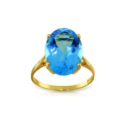 Genuine 8 ctw Blue Topaz Ring 14KT Yellow Gold
