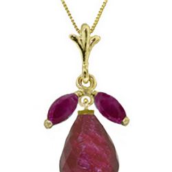 Genuine 9.3 ctw Ruby Necklace 14KT Yellow Gold