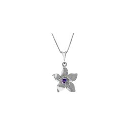 Genuine 0.10 CTW Amethyst Necklace 14KT White Gold