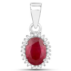 0.97 ctw Ruby & White Diamond Pendant 14K White Gold
