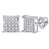 Image 1 : 0.10 CTW Diamond Square Cluster Earrings 10kt White Gold