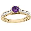 Image 1 : 0.72 CTW Amethyst & Diamond Ring 14K Yellow Gold