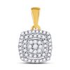 Image 1 : 0.13 CTW Diamond Square Frame Cluster Pendant 10kt Yellow Gold