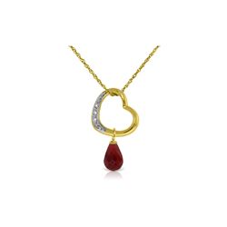 Genuine 3.33 ctw Ruby & Diamond Necklace 14KT Yellow Gold