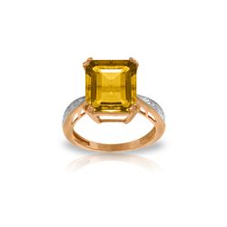 Genuine 5.62 ctw Citrine & Diamond Ring 14KT Rose Gold