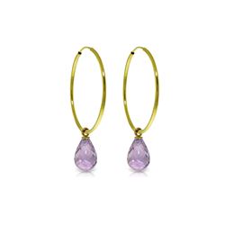 Genuine 4.5 ctw Amethyst Earrings 14KT Yellow Gold