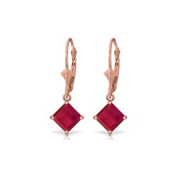 Genuine 2.9 ctw Ruby Earrings 14KT Rose Gold