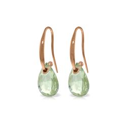 Genuine 8 ctw Green Amethyst Earrings 14KT Rose Gold