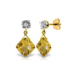 Genuine 17.56 ctw Citrine & Diamond Earrings 14KT Yellow Gold