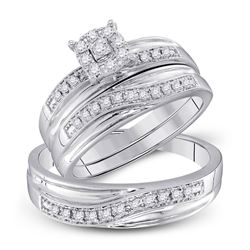 0.34 CTW Diamond Solitaire Matching Bridal Wedding Ring 10kt White Gold