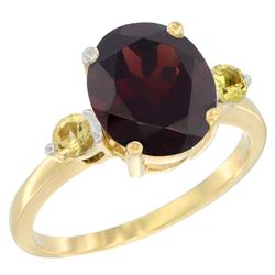 2.64 CTW Garnet & Yellow Sapphire Ring 14K Yellow Gold