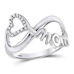 0.06 CTW Diamond Mom Infinity Heart Ring 10kt White Gold