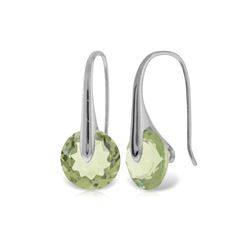 Genuine 11.50 ctw Green Amethyst Earrings 14KT White Gold