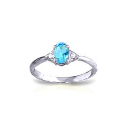 Genuine 0.46 ctw Blue Topaz & Diamond Ring 14KT White Gold