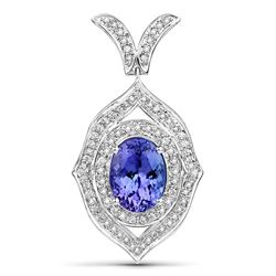 4.55 ctw Tanzanite & Diamond Pendant 14K White Gold