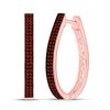 Image 1 : 0.33 CTW Red Color Enhanced Diamond Hoop Earrings 10kt Rose Gold