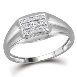 0.12 CTW Diamond Square Cluster Ring 10kt White Gold