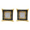 Image 1 : 0.33 CTW Yellow Blue Color Enhanced Diamond Square Cluster Earrings 10kt Yellow Gold