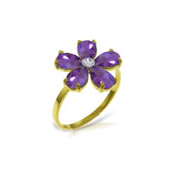 Genuine 2.22 ctw Amethyst & Diamond Ring 14KT Yellow Gold