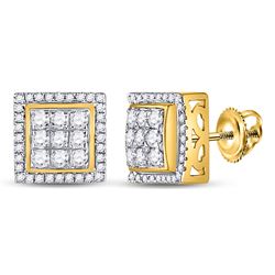 0.69 CTW Diamond Square Cluster Earrings 10kt Yellow Gold