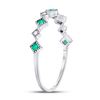 Image 3 : 0.18 CTW Emerald Diamond Square Stackable Ring 10kt White Gold