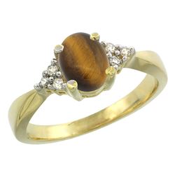 0.81 CTW Tiger Eye & Diamond Ring 14K Yellow Gold