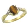 Image 1 : 0.81 CTW Tiger Eye & Diamond Ring 14K Yellow Gold