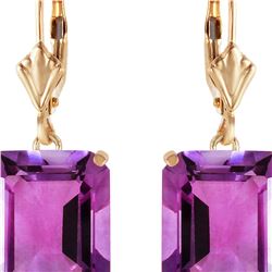 Genuine 13 ctw Amethyst Earrings 14KT Yellow Gold