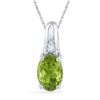 Image 1 : 1.01 CTW Oval Lab-Created Green Peridot Solitaire Diamond Pendant 10kt White Gold