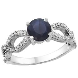 1.30 CTW Blue Sapphire & Diamond Ring 14K White Gold