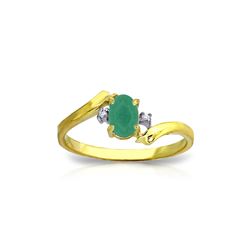 Genuine 0.51 ctw Emerald & Diamond Ring 14KT Yellow Gold