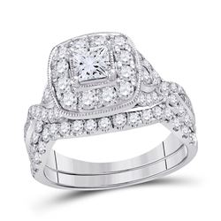 1.97 CTW Diamond Bridal Wedding Engagement Ring 14kt White Gold