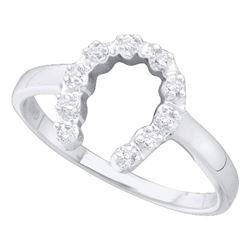 0.05 CTW Diamond Lucky Horseshoe Ring 14kt White Gold