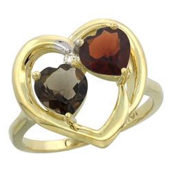 2.61 CTW Diamond, Quartz & Garnet Ring 10K Yellow Gold