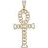 Image 1 : 0.85 CTW Diamond Ankh Cross Cuban Link Charm Pendant 10kt Yellow Gold