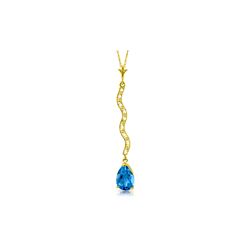 Genuine 1.79 ctw Blue Topaz & Diamond Necklace 14KT Yellow Gold