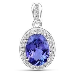 3.83 ctw Tanzanite & Diamond Pendant 14K White Gold