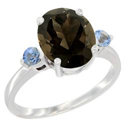 2.64 CTW Quartz & Blue Sapphire Ring 10K White Gold