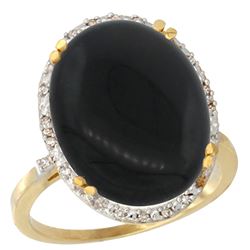 6.39 CTW Onyx & Diamond Ring 14K Yellow Gold