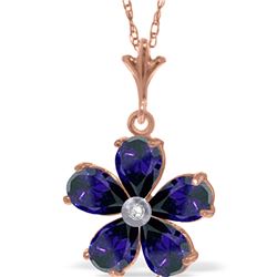 Genuine 2.22 ctw Sapphire & Diamond Necklace 14KT Rose Gold