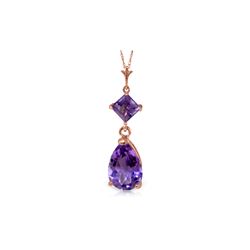 Genuine 2 ctw Amethyst Necklace 14KT Rose Gold