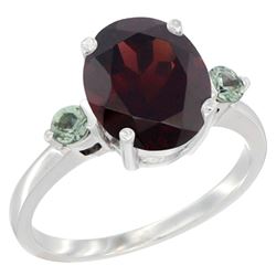 2.64 CTW Garnet & Green Sapphire Ring 10K White Gold