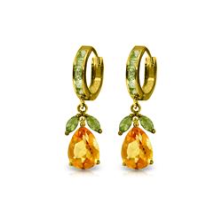 Genuine 14.3 ctw Citrine & Peridot Earrings 14KT Yellow Gold