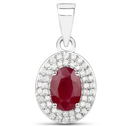 1.08 ctw Ruby & White Diamond Pendant 14K White Gold