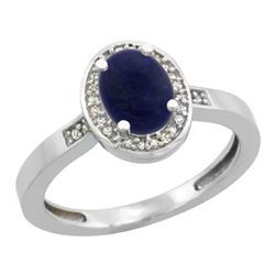 0.90 CTW Lapis Lazuli & Diamond Ring 10K White Gold